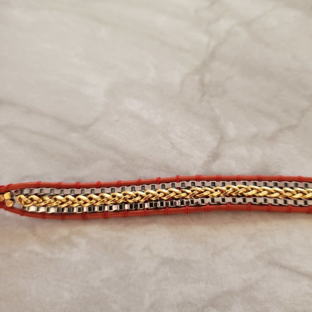 🧡 Stella and Dot Orange Cord Button Adjustable Box Chain Bracelet 🧡 - Picture 4 of 11